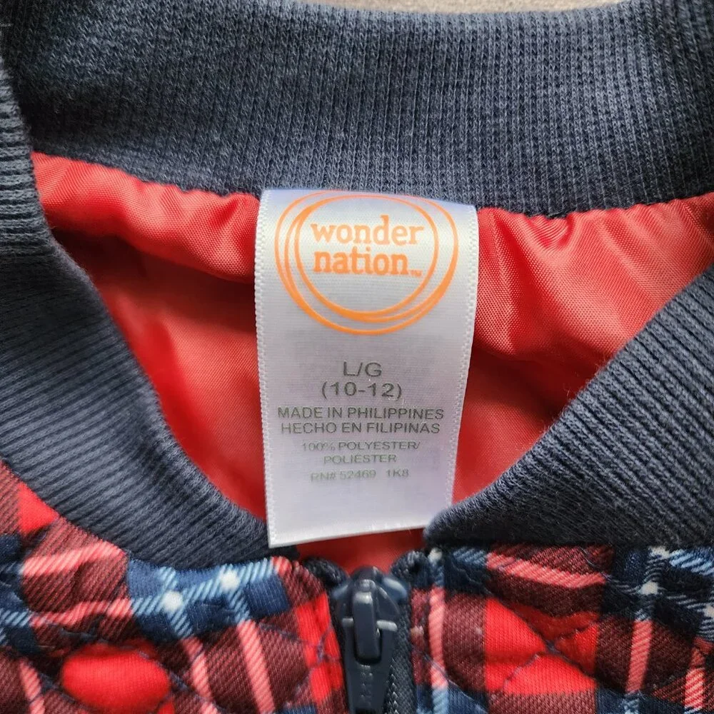 NWT Wonder Nation Dress and Quilted Plaid Bomber Jacket 2-Piece Set Size L/G